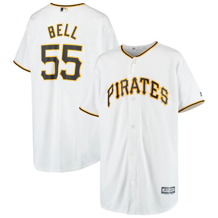 Youth Pittsburgh Pirates #55 Josh Bell Majestic White Home MLB Jerseys->women mlb jersey->Women Jersey